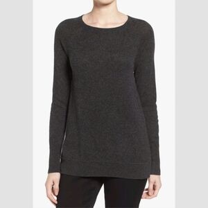 Halogen Zip Back Crewneck Cashmere Sweater